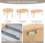 Extendable Round Dining Table for 4 6 Wooden Dining Room Table 39" to 70" Modern Kitchen Table for Dining Room Office