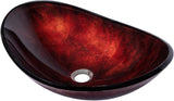 Eden Bath Red Copper Reflections Canoe Shaped Glass Sink Bowl Bathroom Vessel Sink for Vanity Top