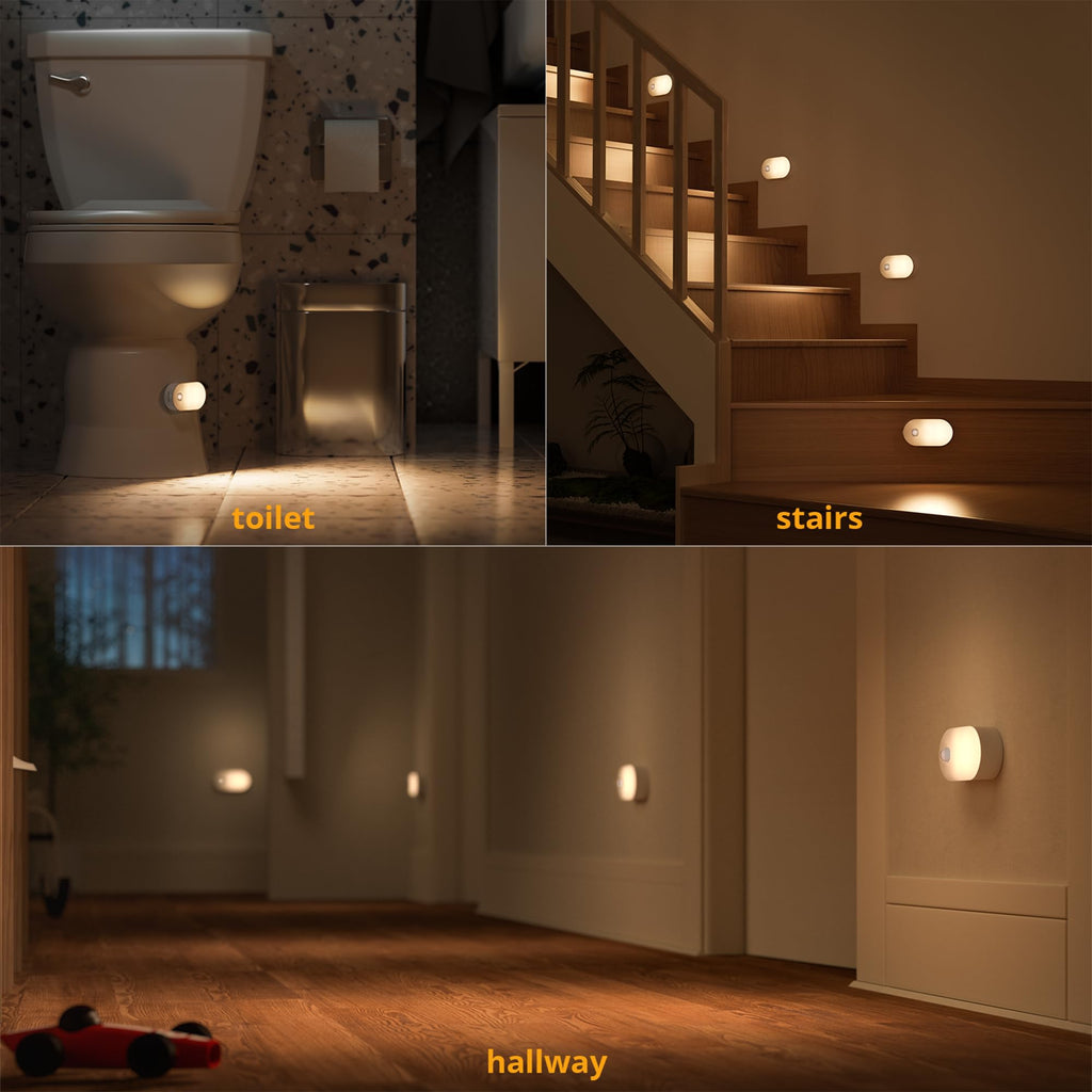 Rechargeable Battery Night Light with Motion Sensor, Portable Mini Warm White LED Stick-on Closet Light, Adjustable