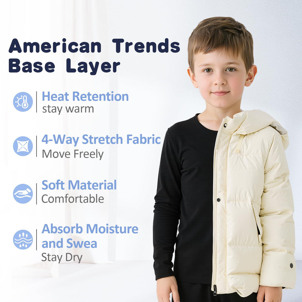 Thermal Underwear Base Layer Set Boys Toddlers Heavyweight White 100