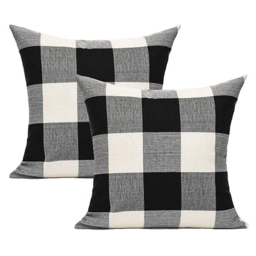 Black White Buffalo Plaids Decorative Throw Pillow Covers Outdoor Fall Farmhouse Retro Boho Square Cushion Cases