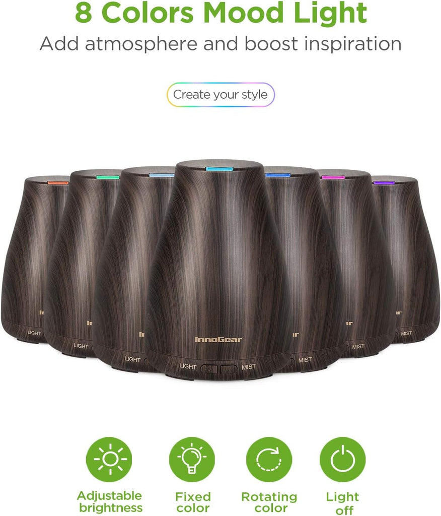 100ml Essential Oil Diffuser with 6 Oils Gift Set, Brown