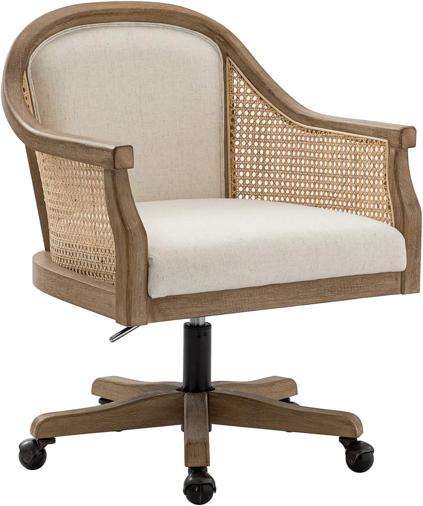 Desk Chair, Upholstered Home, Vintage with Armrest, Adjustable Swivel Rolling Height Task Chair for Living