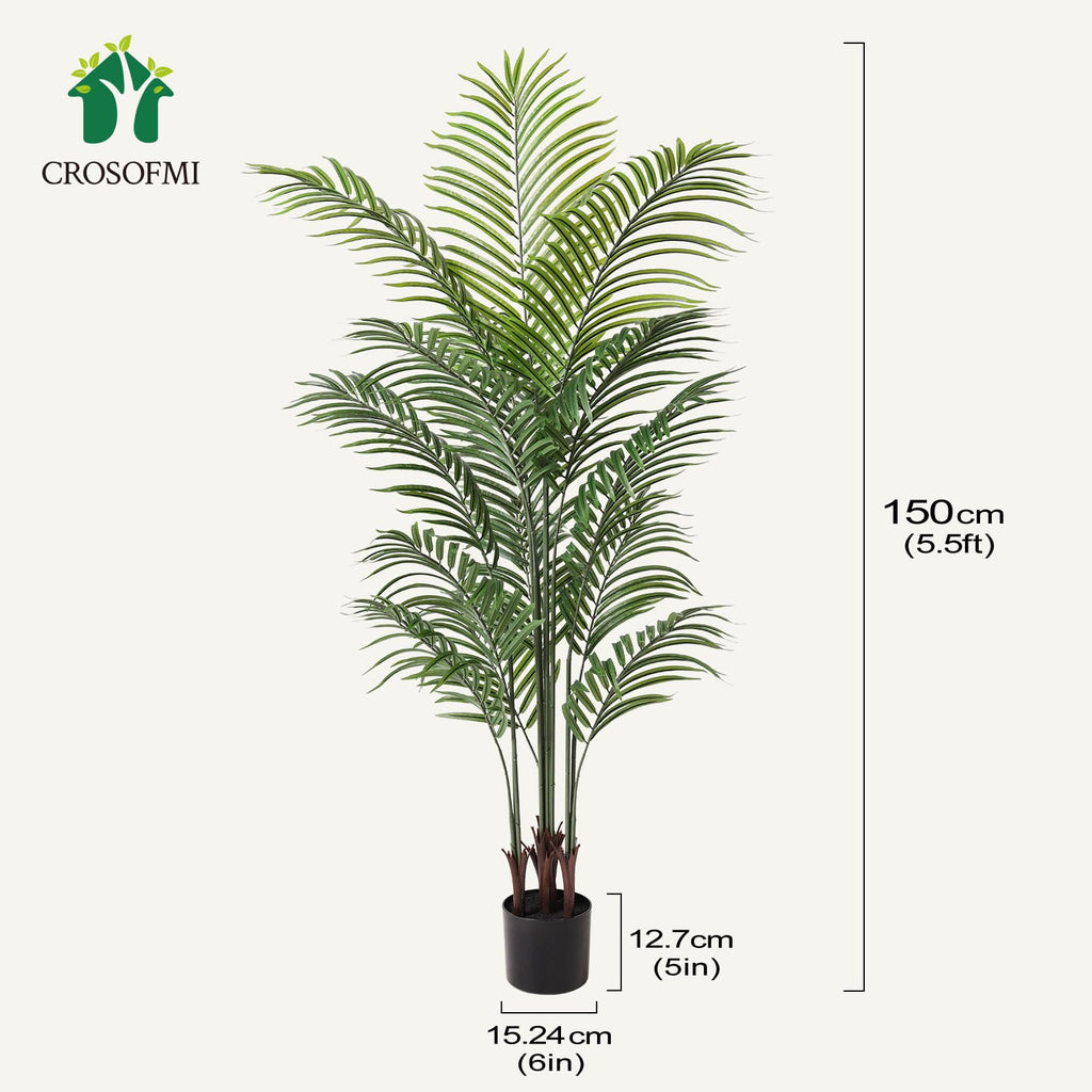 5.5FT Artificial Areca Palm Tree, Detachable Fronds, 2 Pack