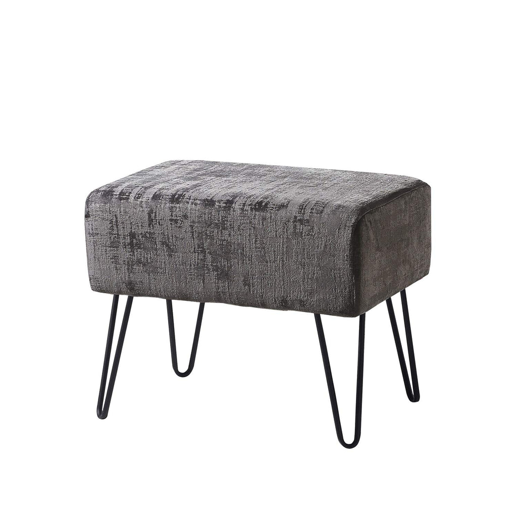 Steeple Gray Fuzzy Velvet Ottoman 19" x 13" x 17" H