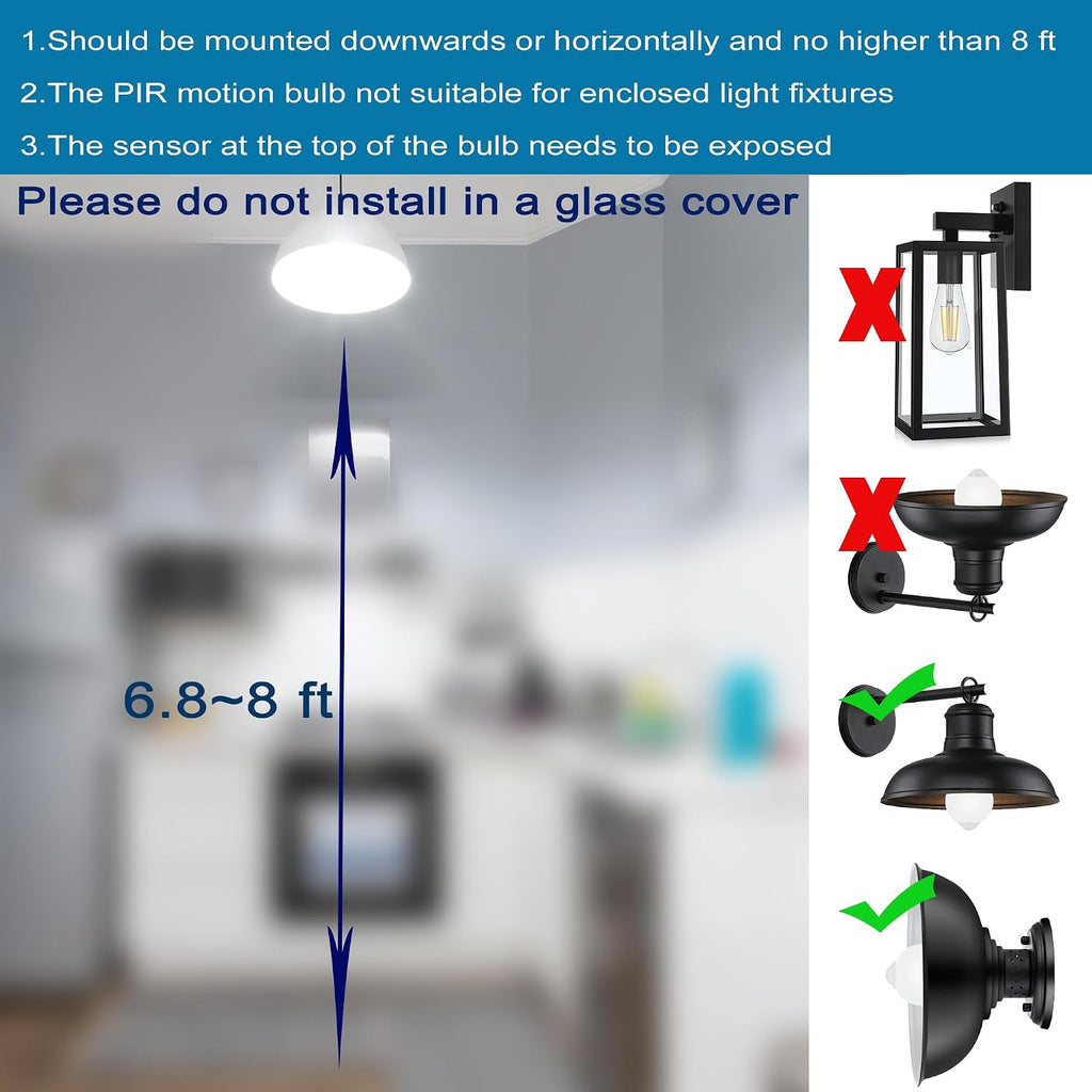 Motion Sensor Light Bulbs for Outdoor Indoor, 9W A19 Motion Detector Led Bulb, 60 Watt Equivalent, E26 800lm 5000K