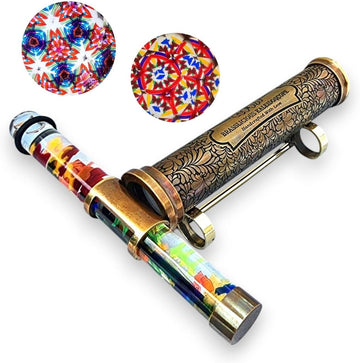 Handcrafted Brass Kaleidoscope with Liquid Motion Chamber and Brass Stand - Vintage-Style Optical Art Collectible