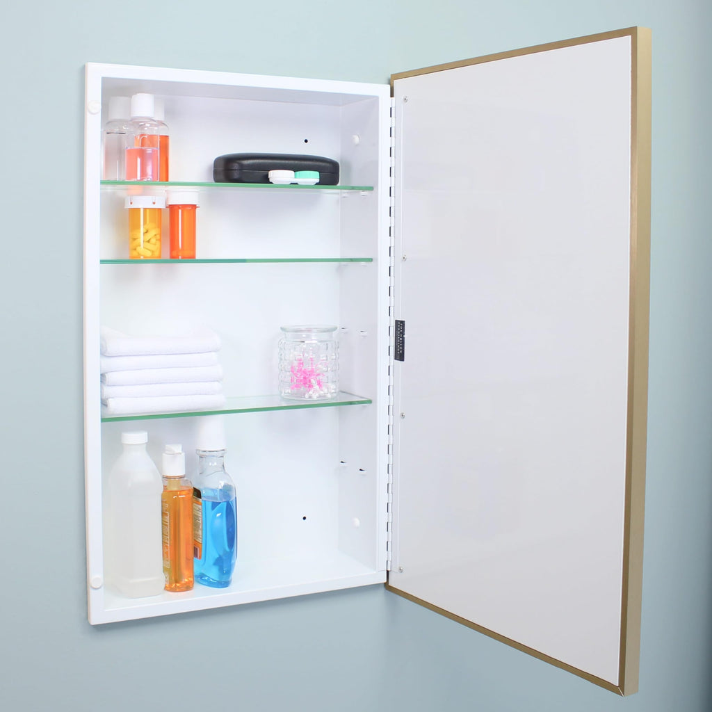 16x26 Parker Metro Metal Framed Rectangle Recessed Bathroom Medicine Cabinet, Floating Mirror, 14x24 in-Wall Opening
