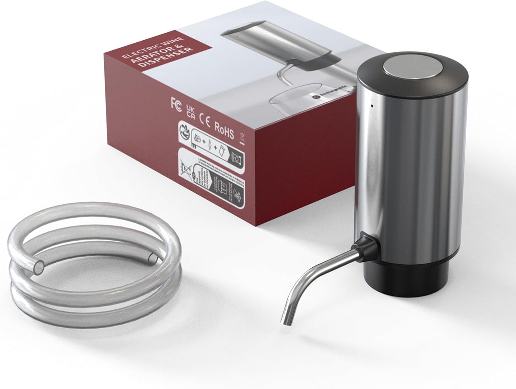 Electric Wine Aerator Pourer One Touch Wine Accessories Rechargeable 2-in-1 Automatic Wine Decanter Stainless Steel