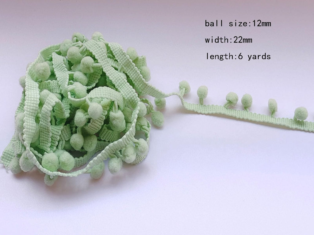 Pom Pom Trim 6 Yards 12mm Ball Fringe Trim for Sewing Accessory Decoration DIY Crafts (Light Turquoise, 12mm 181242)