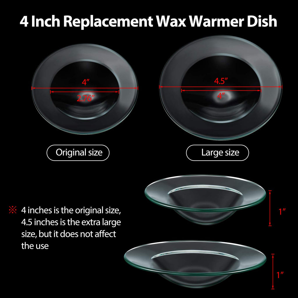 2 Pieces Replacement Wax Warmer Dish, 4 Inches Round Glass Plate