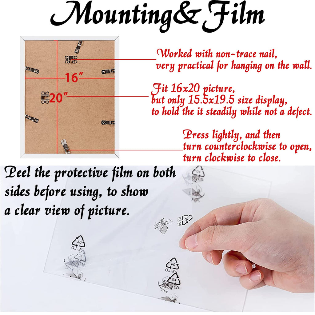 16x20 Picture Frame, Lightweight yet Durable White Photo Frames