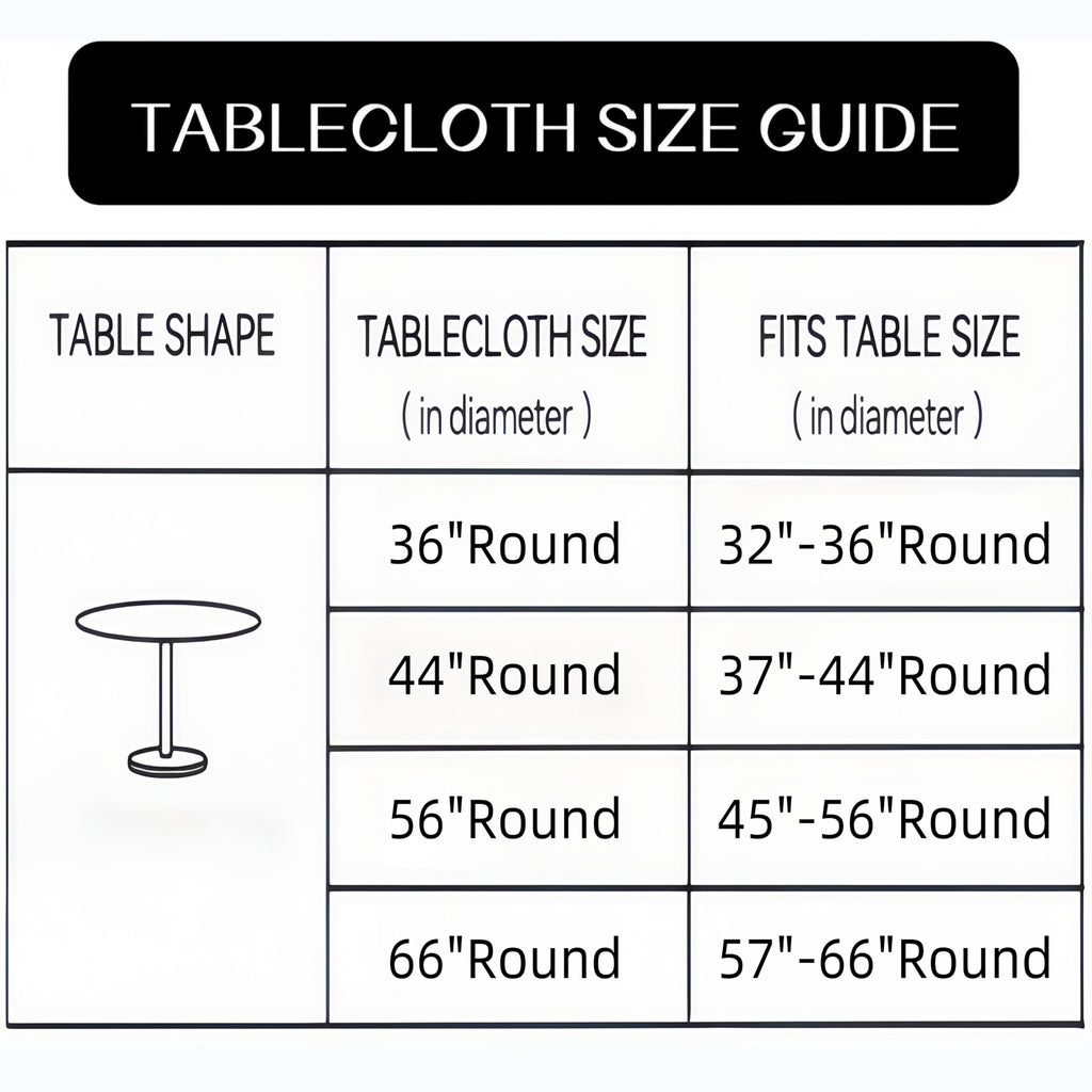 Round Vinyl Fitted Tablecloth with Flannel Backing Elastic Edge Design Table Cover Waterproof Oil-Proof PVC Table