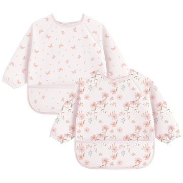 2 Pack Long Sleeve Baby Bibs, Waterproof Smock Bibs for Eating