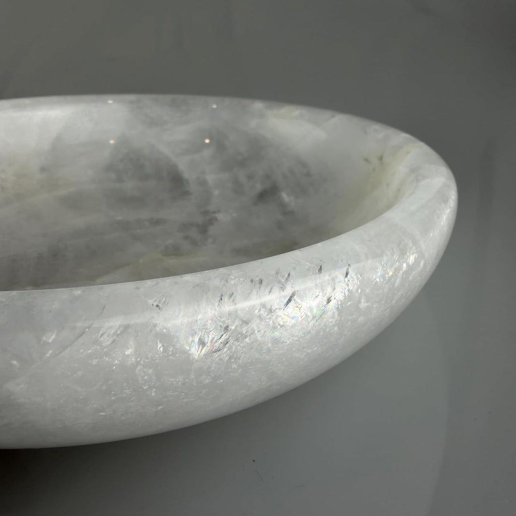Calcite Stone Bowl, Pure White, Natural Marble Crystal 20cm | Crystals Charging, Hand Carved, Decorative Centerpiece