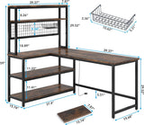 55" L-Shape Computer Desk with Hutch and Wireless Charging