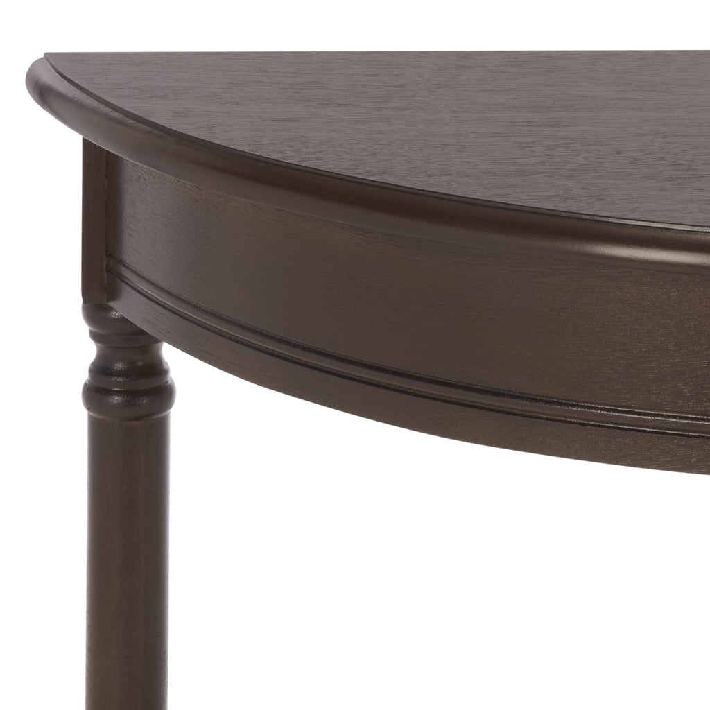Tinsley Half-Round Console Table - Dark Chocolate - Solid Wood - Farmhouse Demilune Design - Ideal, 28"