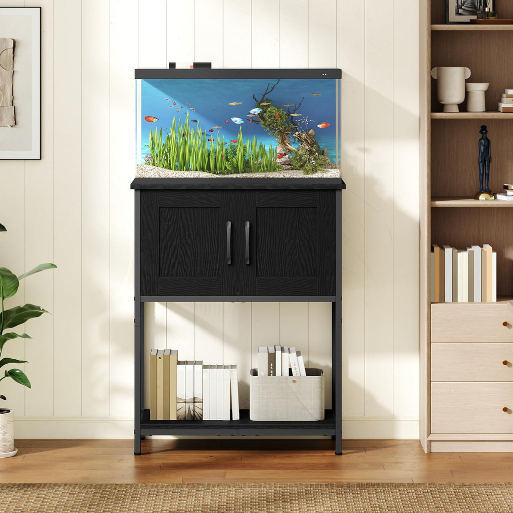 10 Gallon Fish Tank Stand, Metal Frame Aquarium Stand, Cabinet for Fish Tank Accessories Storage, Heavy Duty Reptile
