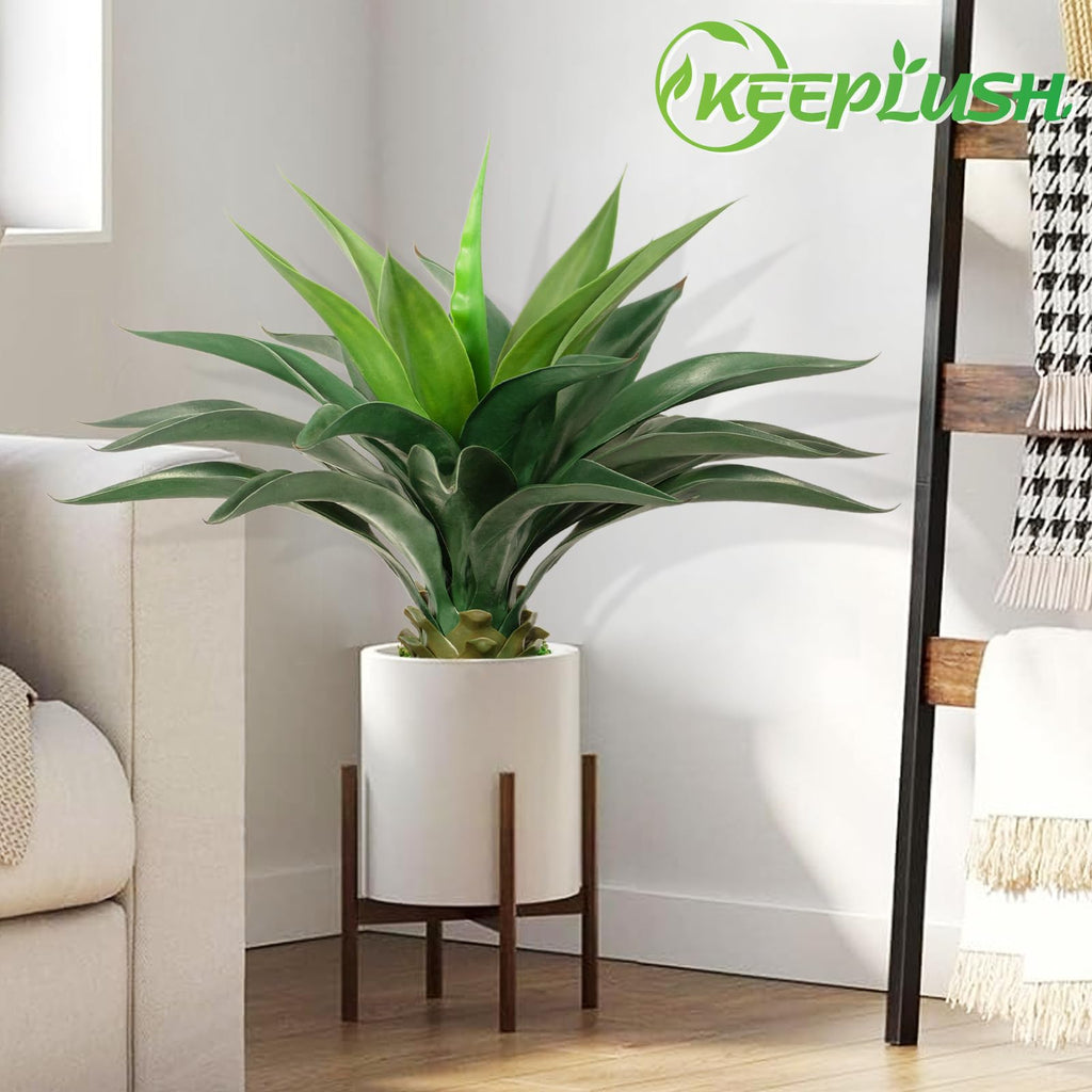 Artificial Agave Plant 2ft - 24" Large Fake Aloe Vera Plants Indoor with Fake Grass - Fake Floor Plant for Front