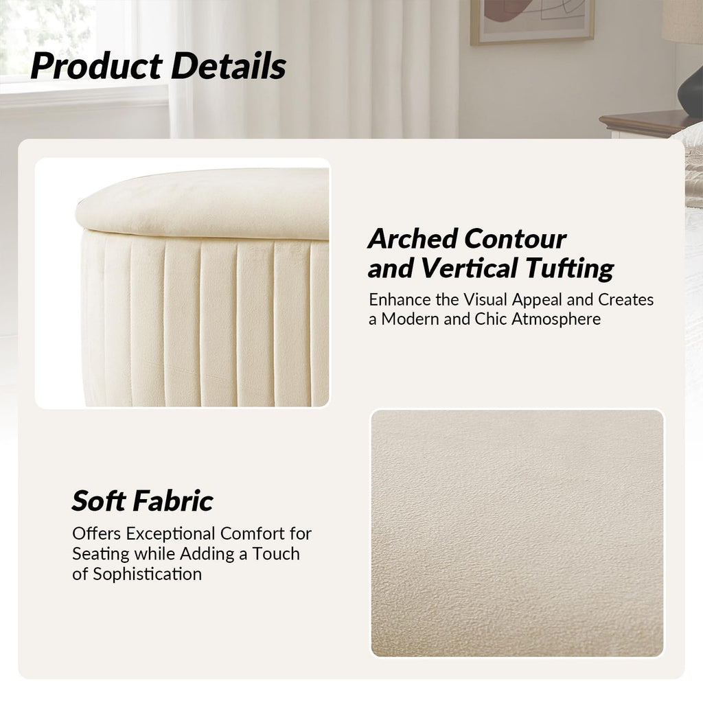 50.5" Velvet Storage Ottoman Bench with Gold-Toned Legs, Luxury Upholstered End of Bed Multi-Functional Footrest &