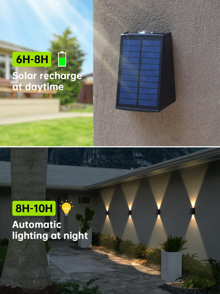 Solar Wall Lights Outdoor Waterproof Sconce for Outside, Garage, Fence