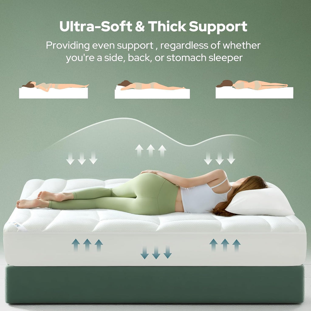 King Mattress Topper, Soft TencelTM Blend Pillow Top Mattress Pad | Extra Thick 800 GSM and Breathable Naturally