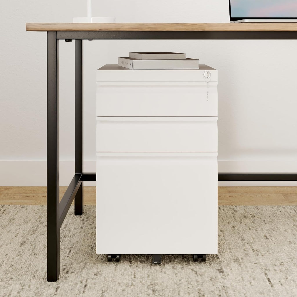 3 Drawer Mobile File Cabinet with Lock, Under Desk Metal Filing Cabinet /Legal/Letter/A4 File, Fully Assembled Except