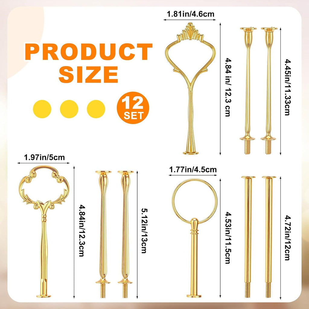 Sets 3 Tiered Tray Hardware Kit,Cute,Gold - Set of 12