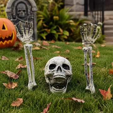 Skeleton Groundbreaker, Skull Stakes for Halloween Decorations Outdoor - Set of 3