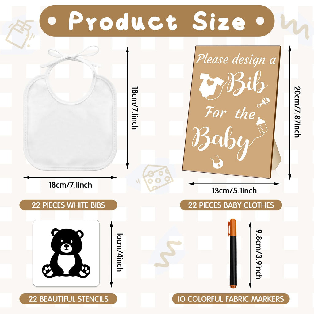 55 Pcs White Baby Bibs DIY Bib Decorating Design, Kraft