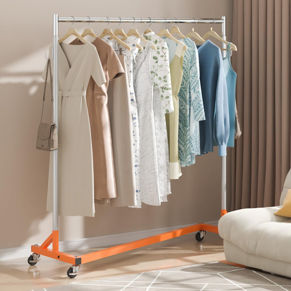 Z Rack, 300 lbs Industrial Grade Z Base Garment Rack, 24" x 63" x 71" Clothes Rack, Sturdy Steel Heavy Duty Clothing