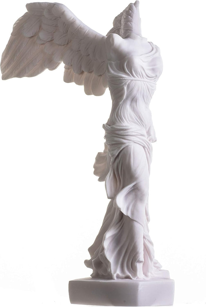 Winged Victory of Samothrace Statue Alabaster Ancient Ruins Louvre Museum Figurine 13.8 Inches
