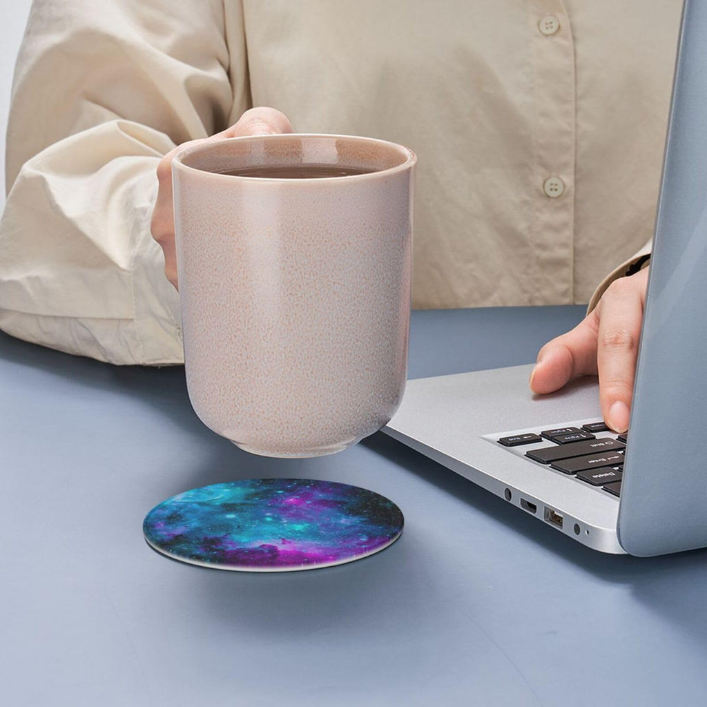 Trippy Galaxy Drinking Coasters PU Leather Coaster with Holder, 6pcs