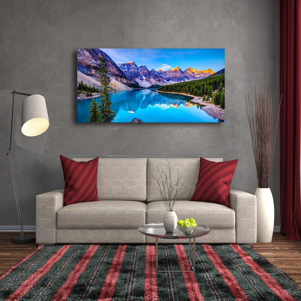 Wall Art Lake Mountain Landscape Picture Print Canvas Wall Art Modern Giclee Artwork Home Decor Stretched and Framed