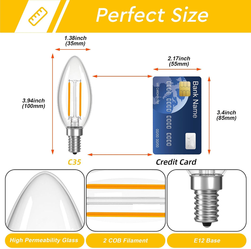 Non-Dimmable C35 B10 E12 LED Type B Light Bulb 4W,2700K 400LM