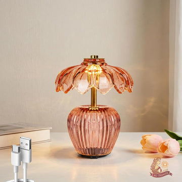 Rechargeable Table Lamp, Small Cordless Lamp with Timer, Pink