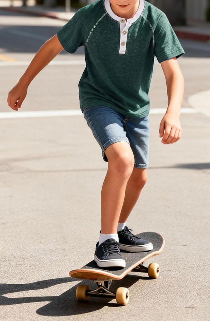 Boy's Henley Shirts Kids Short Sleeve Stylish T-Shirt