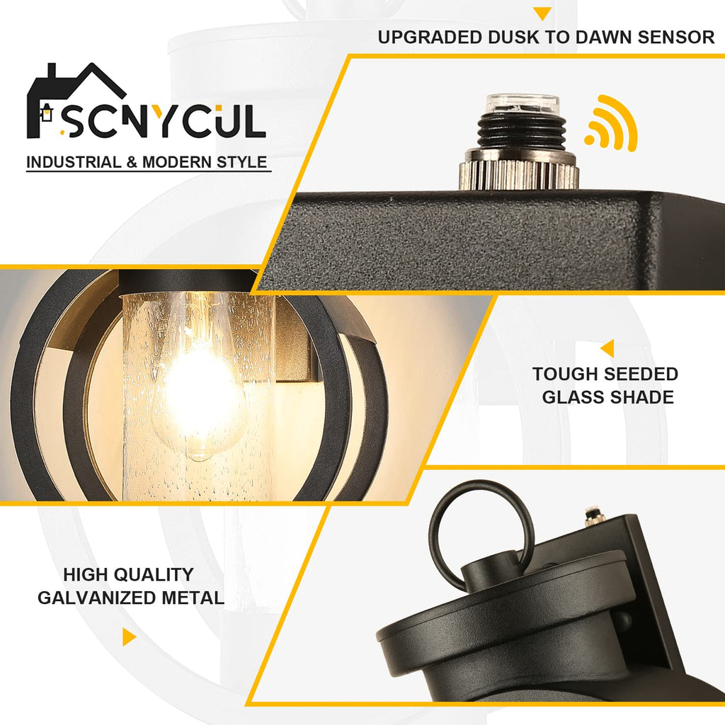 Dusk to Dawn Sensor Industrial Outdoor Wall Sconce Modern Exterior Wall Mounted Light Fixture Waterproof Outdoor Wall