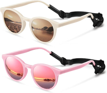 Cute Kids Polarized Sunglasses,Baby Toddler Sun Glasses with Strap