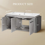 36" Modern Wall Mounted Bathroom Vanity with Sink - White & Gray Cabinet with 2 Soft-Close Doors