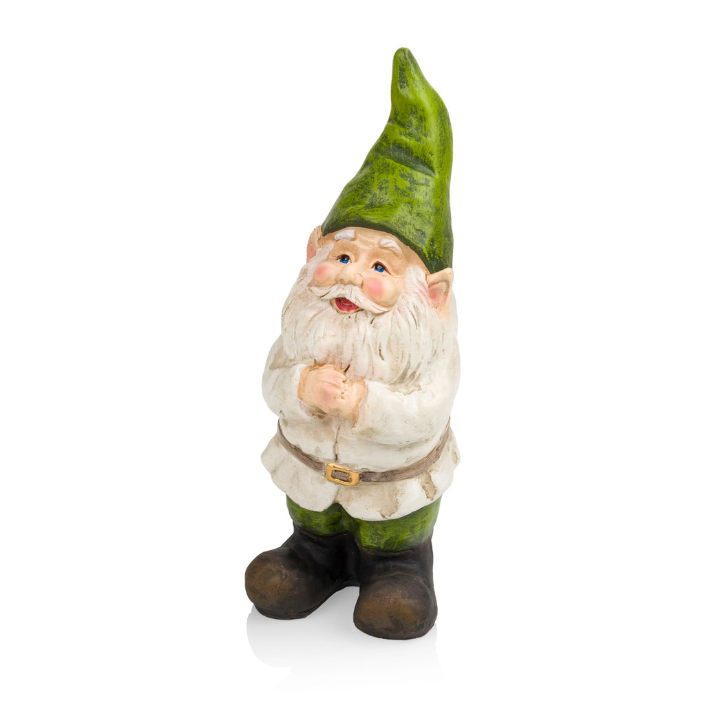 12" Tall Outdoor Garden Gnome Yard Statue Decoration - Playful Resin Gnome with Earthtone Colors - Durable