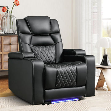 ANJ Power Recliner Chair with USB Port, Electric PU Leather Home Theater Seating for Living Room