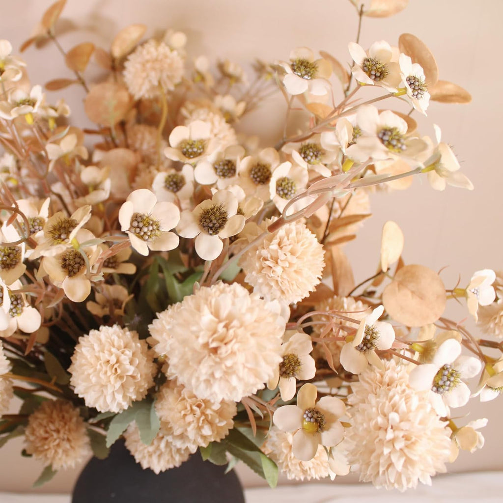Beige Silk Flower Arrangements Decor, Large Floral Centerpieces For Tables - Set of 22
