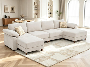 145′′ Oversized Sectional Couch, U Shaped Modular Cloud Sofa