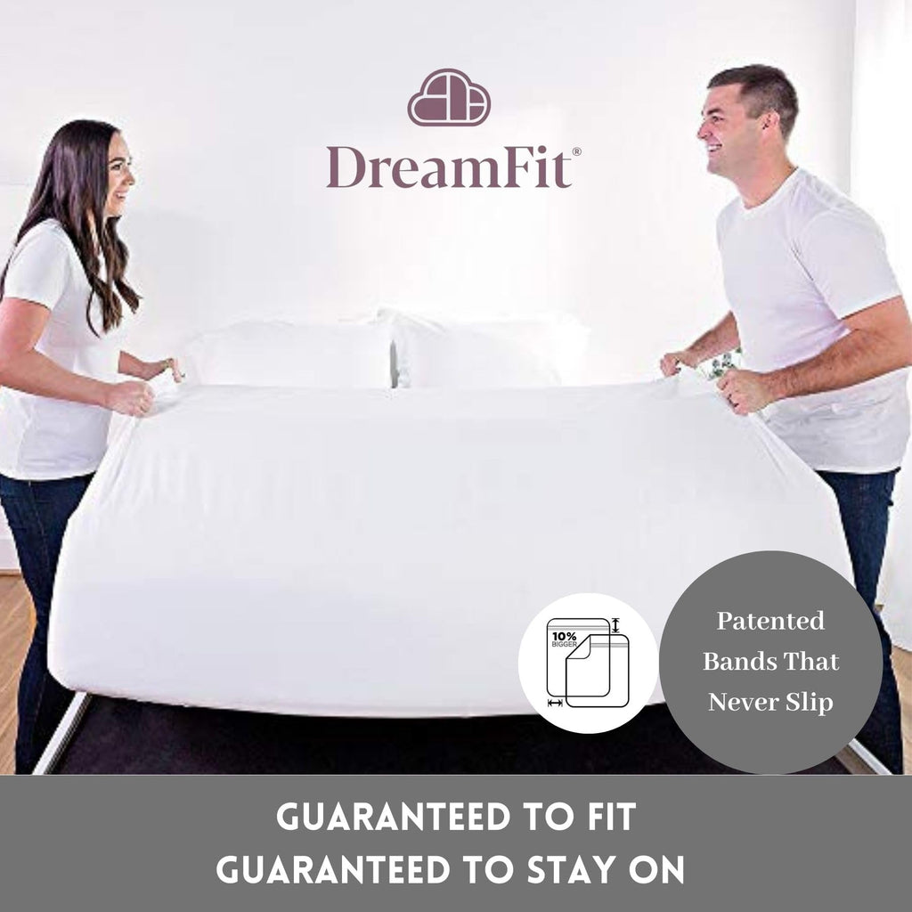 DreamCool 100% Egyptian Cotton Cooling Bed Sheet Set with Elastic Corner Straps 400 Thread Count Extra Deep Pocket