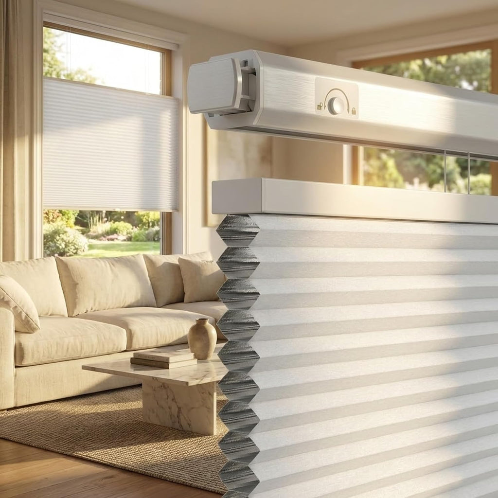 No Drill Top Down Bottom Up Cellular Shades Blackout, | 1.5" Large Cell Honeycomb Design with Thermal Insulation
