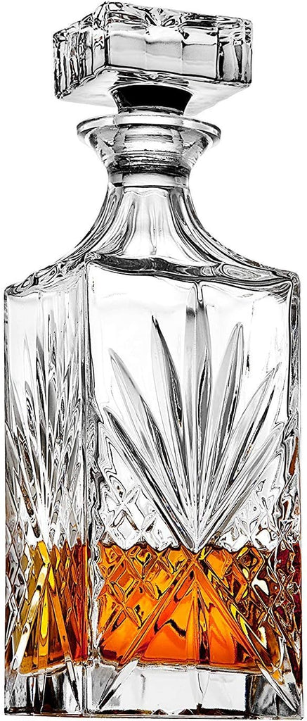 Whiskey Decanter and 6 Whiskey Glasses Bar set, for Liquor Scotch Bourbon Wine - Dublin Crystal Collection - Set of 7