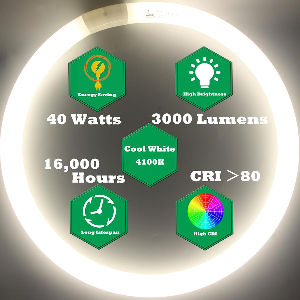 40W and FC12T9/CW 32W Cool White Set, 16 inch T9 40 Watts Circular Bulb & 12 inch 32 Watts Round