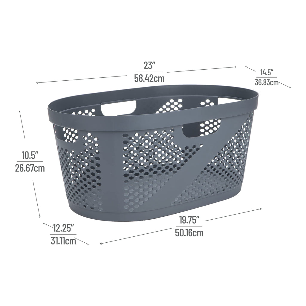 40L Laundry Basket, Clothes Hamper, Premium Wicker Design, Plastic, Gray