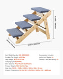 Wood Pet Stairs, 4-Step Dog Stairs for Beds, Sofa & Cars, 150lbs Load Capacity, Floded Flat Design